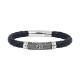 BRACELET ACIER ET CUIR TRESSE FLEUR DE LYS
