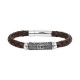 BRACELET ACIER ET CUIR TRESSE FLEUR DE LYS