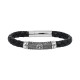 BRACELET ACIER ET CUIR TRESSE FLEUR DE LYS