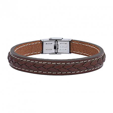 Leather and steel bracelet LUIS