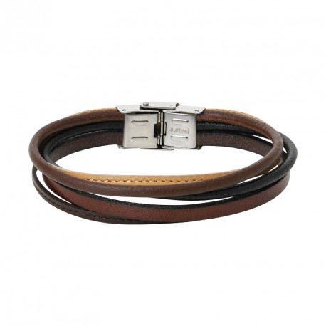 Leather and steel bracelet LUIS
