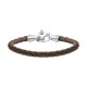 BRACELET ACIER ET TRESSE CUIR ET TISSU FERMOIR MOUSQUETON ALPHONSE