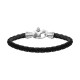BRACELET ACIER ET TRESSE CUIR ET TISSU FERMOIR MOUSQUETON ALPHONSE