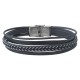 BRACELET ACIER ET CUIR MULTI-FILS RAUL