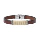 BRACELET ACIER CUIR ET CORDON ANDREA