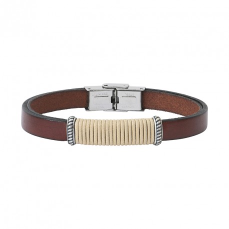 BRACELET ACIER CUIR ET CORDON ANDREA