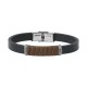 BRACELET ACIER CUIR ET CORDON ANDREA