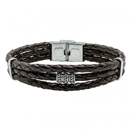 BRACELET CUIR TRESSE 2 RGS JIM