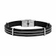 Bracelet acier chaine et cuir 3 rangs Pete