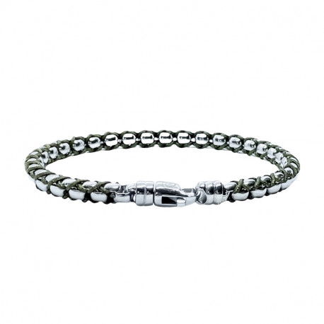 Bracelet acier chaine fantaisie et cordon couleur Jacky