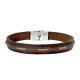 Bracelet cuir et cable acier Nicolas