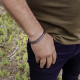 Bracelet acier chaine et cuir 3 rangs Pete