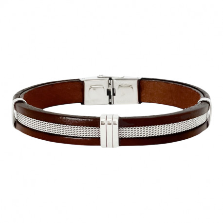 BRACLET ACIER ET CUIR PHILIPPE