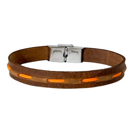 LEATHER AND STEEL BRACELET AUREL