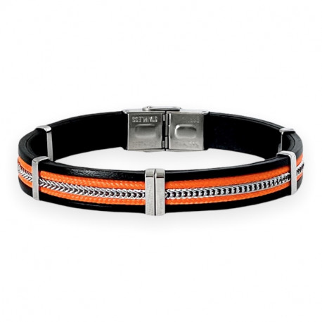 BRACELET ACIER CUIR CORDON EDDIE