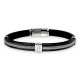 BRACELET CABLE ACIER NOIR ET CORDON IKE