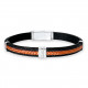 BRACELET CABLE ACIER NOIR ET CORDON IKE