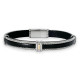 BRACELET CUIR, CABLES ACIER ET OR AARON