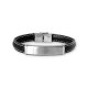 BRACELET CUIR SURPIQUE ET PLAQUE ACIER DORIAN