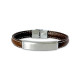BRACELET CUIR SURPIQUE ET PLAQUE ACIER DORIAN