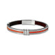 BRACELET CABLES ACIER ET CUIR DE COULEUR LEO