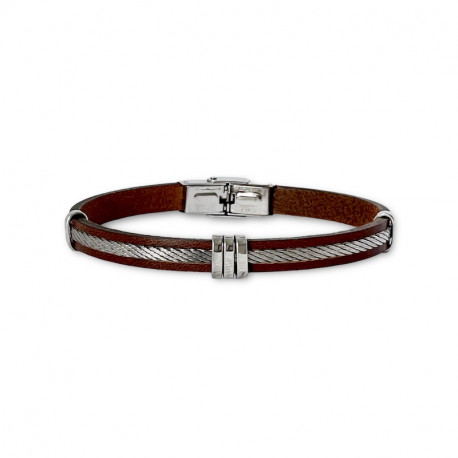 BRACELET ACIER ET CUIR IGOR
