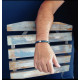 BRACELET CABLE ACIER NOIR ET CORDON IKE