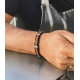 BRACELET ACIER CUIR CORDON EDDIE