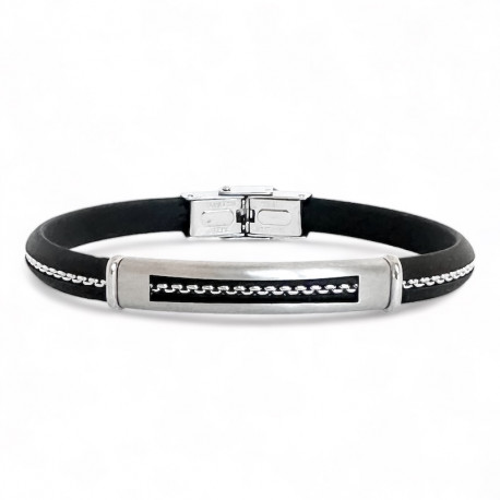 BRACELET ACIER CAOUTCHOUC ET CORDON COULEUR GWEN