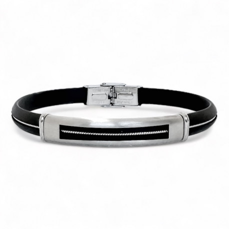 BRACELET ACIER CAOUTCHOUC ET CORDON COULEUR GWEN